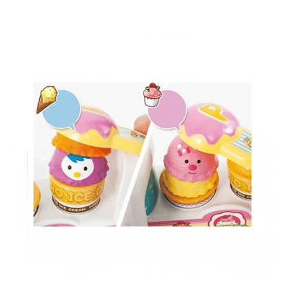 Pororo Kids Ice Cream Shop Play Set, Scoop Stacking Toys Pretend Play Role-play
