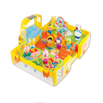 Pororo Melody School Bus with 10 friends Figures Kids Bus Toy