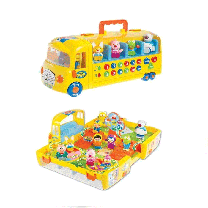 Pororo Melody School Bus with 10 friends Figures Kids Bus Toy HANGUK MALL