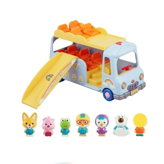 Pororo Picnic Bus Play Set with 7 Figure friends Kids Bus Role Play Toy