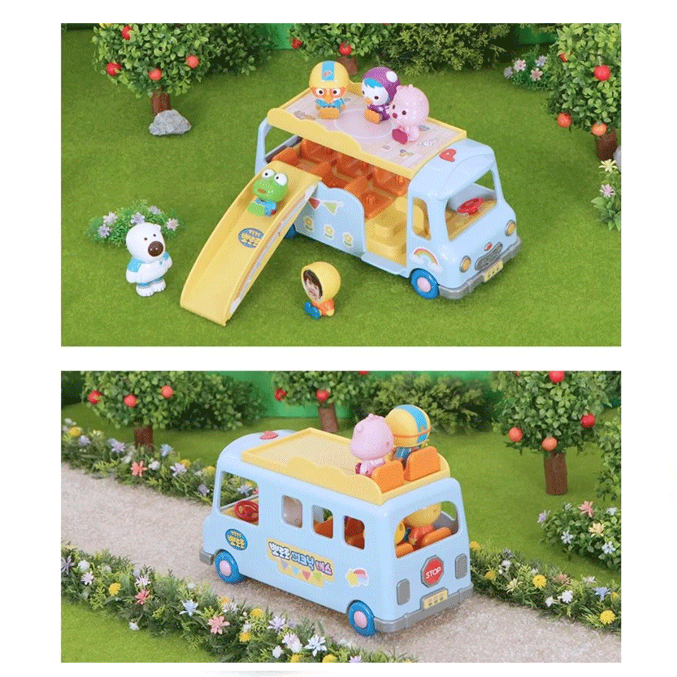 Pororo Picnic Bus Play Set with 7 Figure friends Kids Bus Role Play Toy