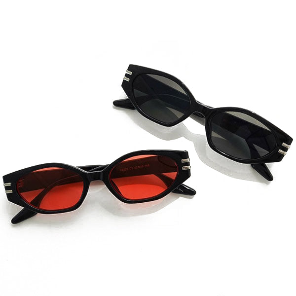 Right Now Round Retro Unique Horned Tinted Sunglasses