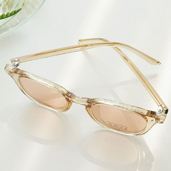 Right Now Round Transparent Horn-rimmed Simple Square Tint Sunglasses