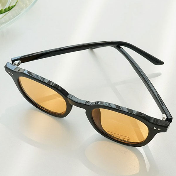 Right Now Round Transparent Horn-rimmed Simple Square Tint Sunglasses