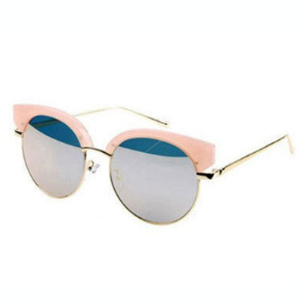 Small Unique Heart-rimmed Cats Eye Round Mirror Sunglasses