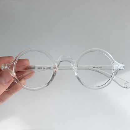 Small round Yoon Yeo-jeong Kim Koo Jung Sam-mul magnifying glass horn frame glasses without nose support