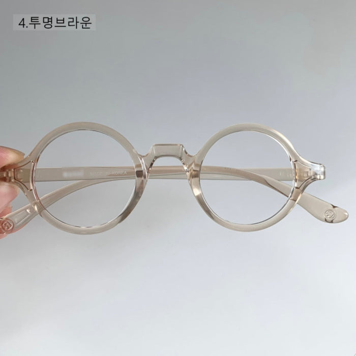 Small round Yoon Yeo-jeong Kim Koo Jung Sam-mul magnifying glass horn frame glasses without nose support