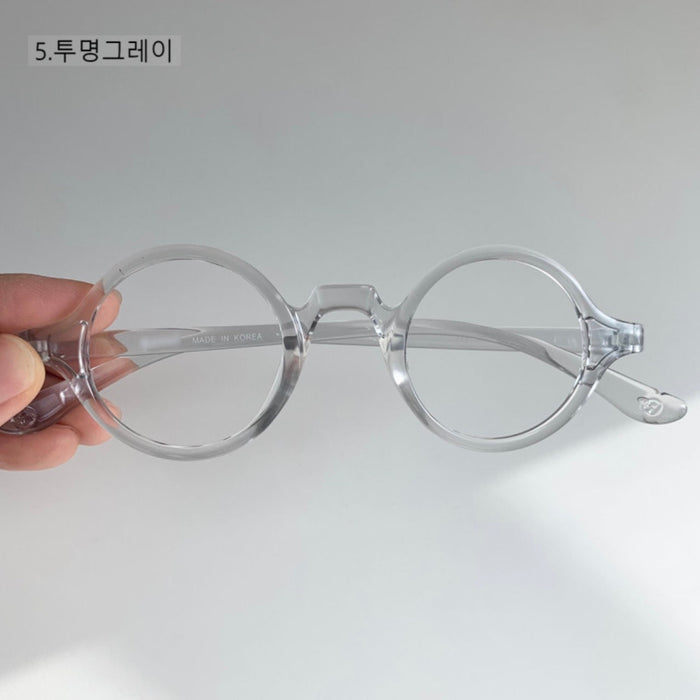 Small round Yoon Yeo-jeong Kim Koo Jung Sam-mul magnifying glass horn frame glasses without nose support