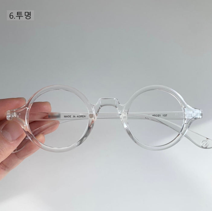 Small round Yoon Yeo-jeong Kim Koo Jung Sam-mul magnifying glass horn frame glasses without nose support