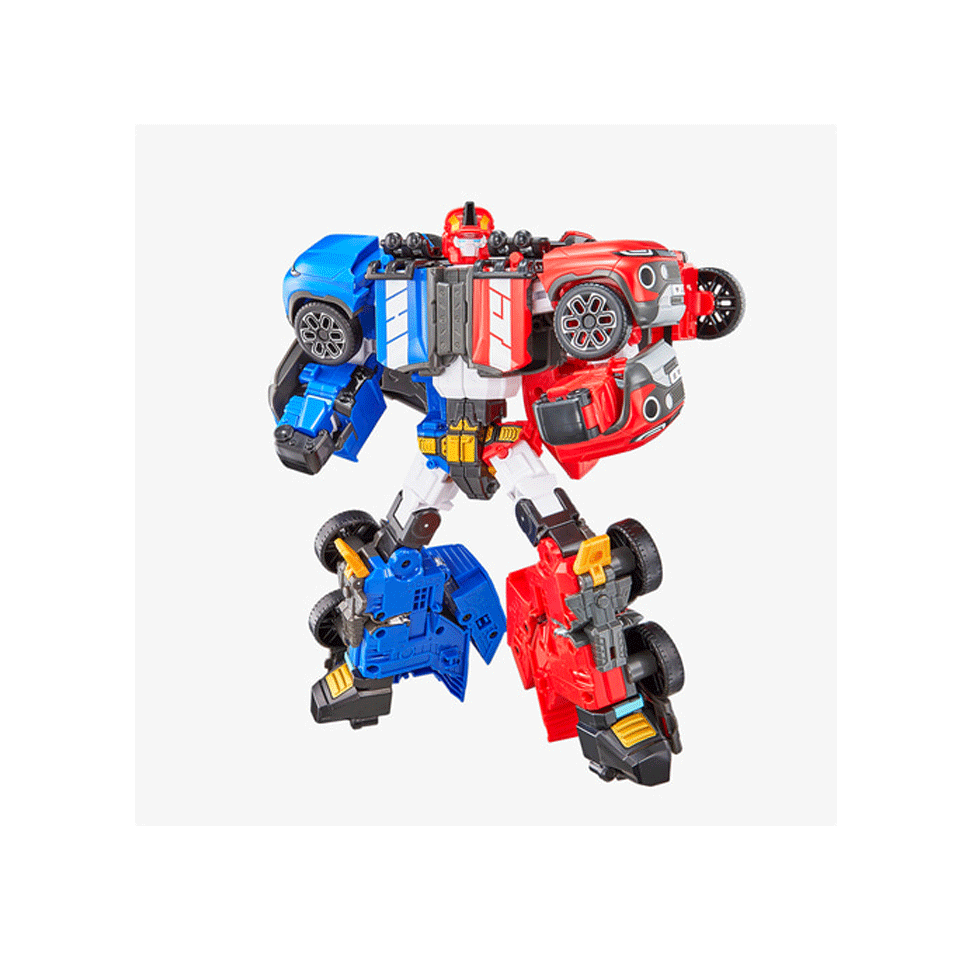 TOBOT TWIN PUNCH Blue & Red Car Combine Transformer Robot Action Figure