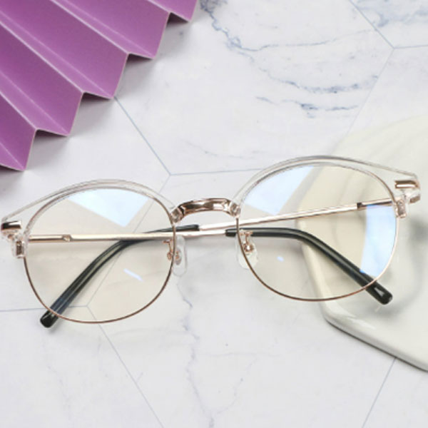 Unique design men's and women's golden frame transparent square glasses