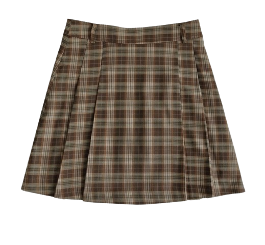 Urban A-line Check Pintuck Pleated Mini Skirt