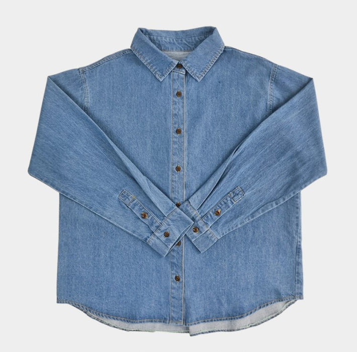 Urbane Maron Loose Fit Denim Shirt