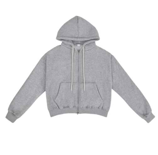 Urbane Warming Loose-fit Two-way Fleece Crop Hoodie Zip-up