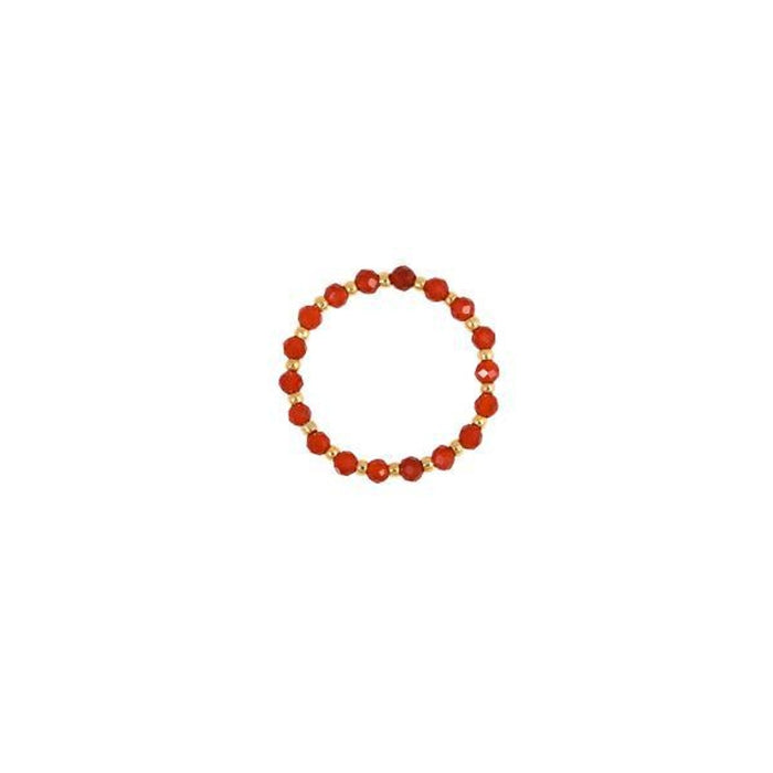 OST Deep Red Yellow Point Bead Ring