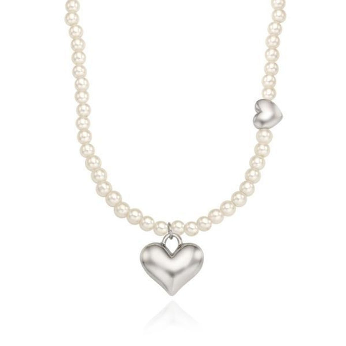 OST Silver Pearl Heart Necklace